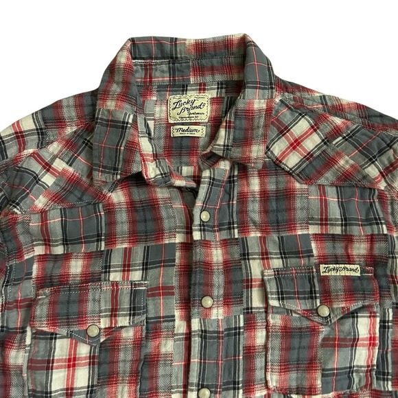 Lucky Brand Mens Shirt Medium Sportswear Distinctive Western Pearl Snaps Country - Picture 1 of 7